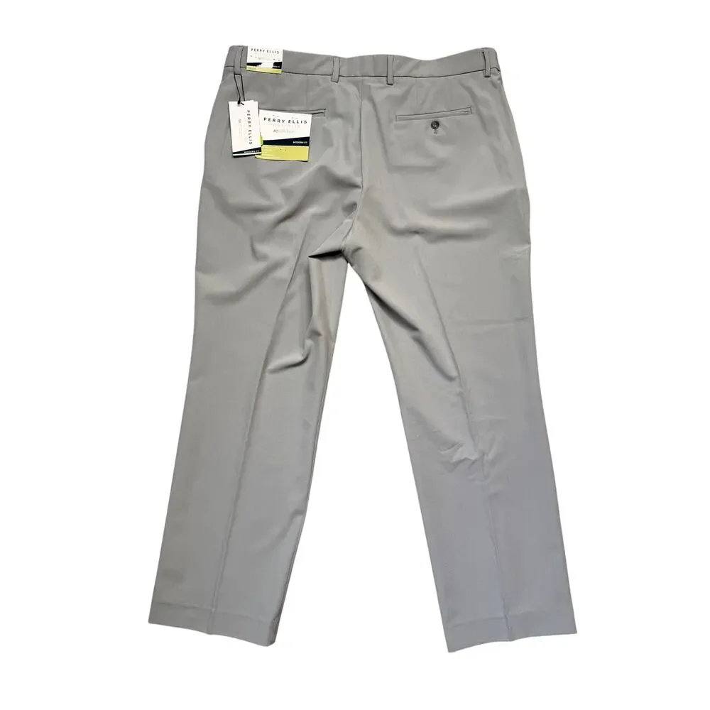 Perry Ellis Portfolio Men's Modern-Fit Stretch Pants Chiseled Stone 38x29 $95